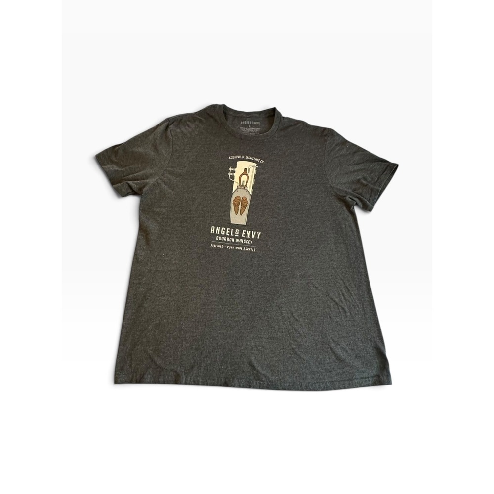 Angels Envy Bourbon Whiskey T-Shirt Mens L Gray Graphic Distillery Tee